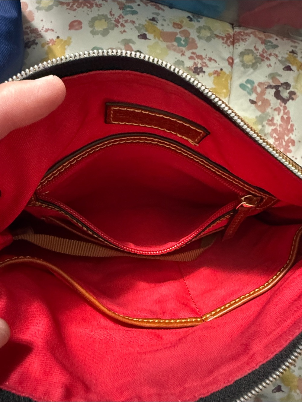 Dooney & Bourke Black Nylon Crossbody with Brown Leather Trim and Gold Hardware - Picture 5 of 8